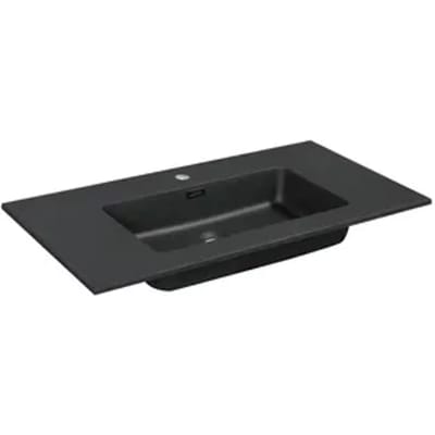 Aquazuro Enkele Wastafel Napoli - Solid Surface - Vierkant - Mat Zwart - 48cm