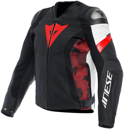 Dainese Avro Leren 5 Jas Zwart Rood Lava Wit - Jas