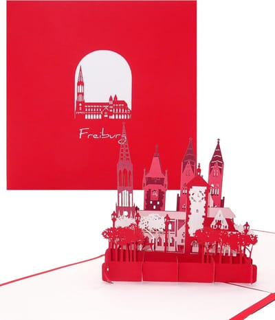 3D Pop-up Wenskaart Freiburg Panorama Ansichtkaart Souvenir Kaart