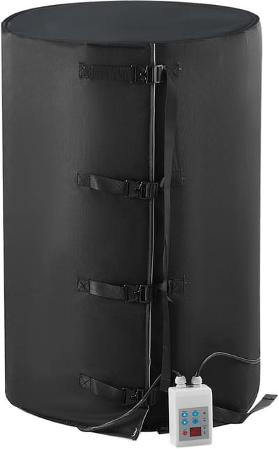 Metalen Vatverwarmer, 1300 Watt, voor Vaten van 200 Liter, 0-63 °C Regelbaar, Onafhankelijke Thermostaat, Waterdichte Oxford-Stof, Zeer Efficiënt, Ce-Gecertificeerd