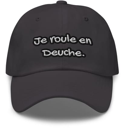 De2pktjes - Je Roule en Deuche Pet – Geborduurde Citroën 2CV Cap | Verstelbaar en Stijlvol | Grijs