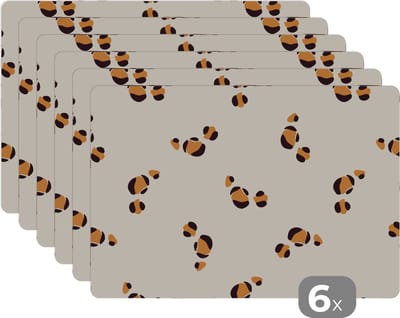Placemat - Placemats kunststof - Panter - Pastel - Dieren - Patronen - 45x30 cm - 6 stuks - Hittebestendig - Anti-Slip - Onderlegger - Afneembaar