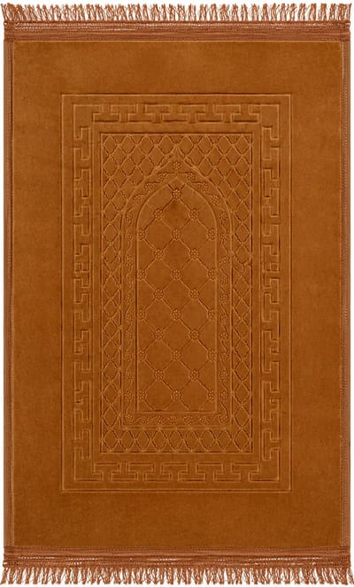 Baraka Treasures Luxe Gebedskleed - XL Gebedskleed - Anti-slip Gebedskleed - Islamitische Gebedskleed - Fluwelen Gebedskleed - Gebedsmat - Ramadan Geschenk - Sajada - Seccade - 120cm x 80cm - Bruin