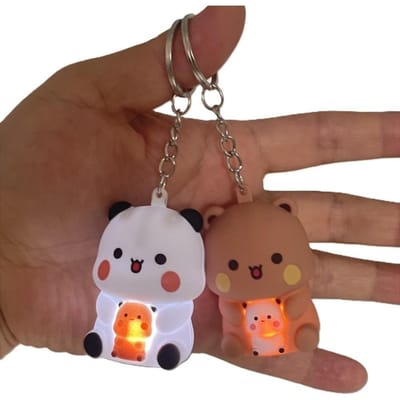 Bubu Dudu Zeg Ik Hou Van Jou Stem Speelgoed Sleutelhanger Yier Panda Beer Gloeiende Anime Figuren Telefoon Ornament Tas Decoratie Koppels Cadeaus brown