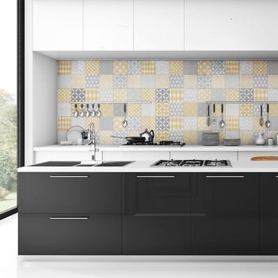 Zelfklevende muurtegelstickers voor keuken en badkamer - 24 Scandinavische Jersey cementtegelstickers - 24 stickers, 20x20cm