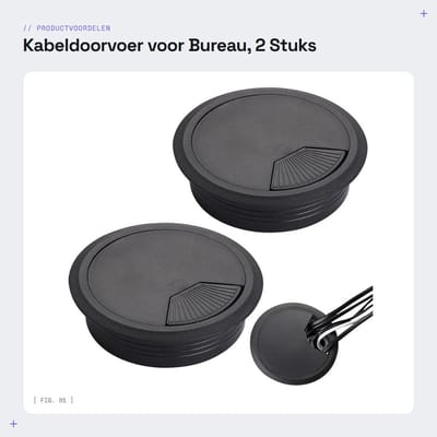 Dailygoods- Kabeldoorvoer 80mm - 2 Stuks - Zwarte Kabeldoorvoer - Kunststof Afdekking - Kabelbeheer - Duurzaam Ontwerp - Kabeldoorlaat