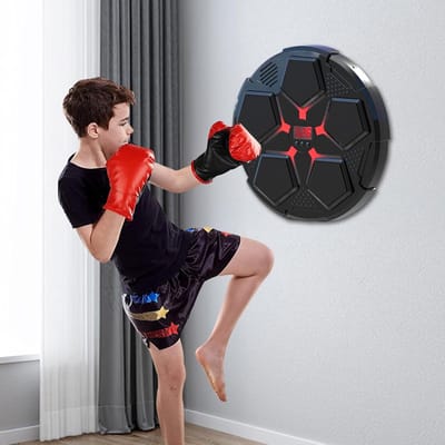 Muziek Boksmachine - Wand Bokstrainer - Fitness Training - Interactieve LED Verlichting - 30 x 30 x 30 cm - Meerkleurig