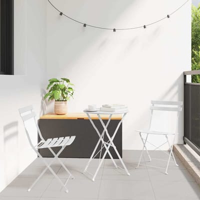 vidaXL - Opvouwbare - Bistroset - 3 - st - Wit - Staal