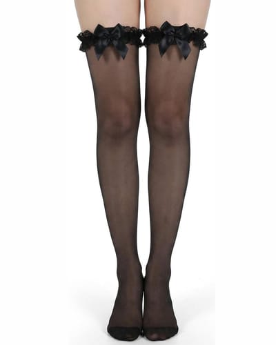 Dailygoods- Overkneekousen Zwart - Kanten Kousen - Sexy Kostuum Kousen - Dames Kousen - Hoogwaardig Nylon - Comfortabele Pasvorm