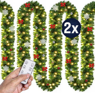 Casaria Guirlande - 2x5m 80 LEDs-Afstandsbediening Decoratie – Warmwit