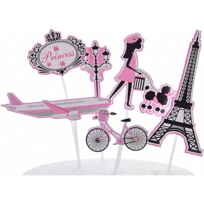 Toppers voor Taartdecoratie Parijs Vrouw Set 6St