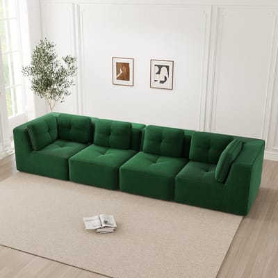 MODFU Modulaire Hoekbank - Geen Montage Vereist - Antislip - Modern - Ribfluweel - Groen