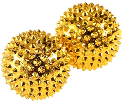 Dailygoods - Massage-handballen, 1 paar acupunctuurmassageapparaat, drukke acupunctuurpunten, magnetische handacupunctuurballen, goudkleurige, stekelige massagebal voor het masseren van