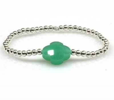 Heaven Eleven - dames - armband - 925 - zilver - groen - bloem - 17cm