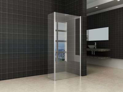 Xellanz Eco zijwand met hoekprofiel 300 x 2000 x 8 mm nano helder glas/chroom