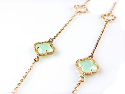 model Fiori open klavers collier in zilver roze verguld muntgroene klavers