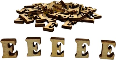 50x Letter E van hout - 1,5CM - Lettertjes perfect voor decoreren, scrapbooking, hobby, DIY