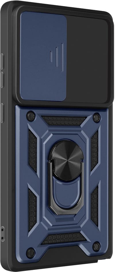 Mayaxess, Hoesje Geschikt voor Samsung Galaxy S25 Ultra met Schuifbare Camerabescherming en Magnetische Ring, Nachtblauw