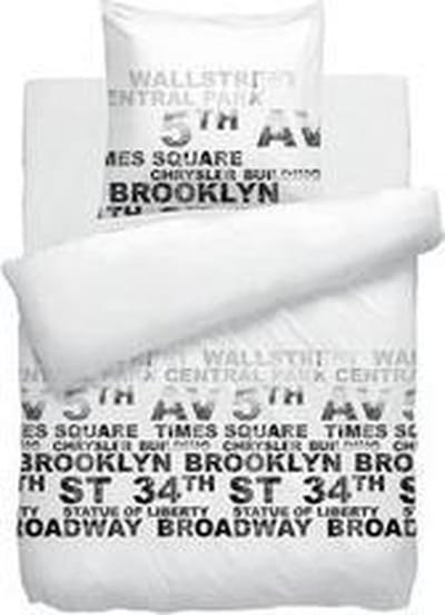 HNL Pure Cotton Times Square Dekbedovertrek - Eenpersoons - 140x200/220 cm - Wit