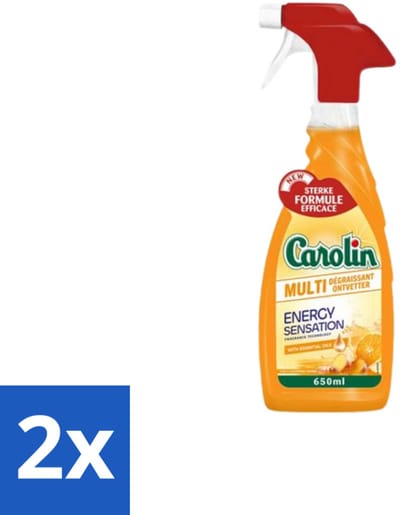 2 x Carolin – Keukenreiniger – Multi Ontvetter Energy Sensation – 650 ml - Keukenreiniger - Vet Verwijderen - Ontvetter - Keuken Schoonmaken - Aangebakken Resten