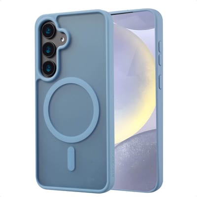 imoshion Hoesje - Geschikt voor Samsung Galaxy S24 - Color Guard Backcover met Magnetische Ring - Lichtblauw