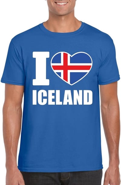 Blauw I love Ijsland supporter shirt heren - Ijslands t-shirt heren S