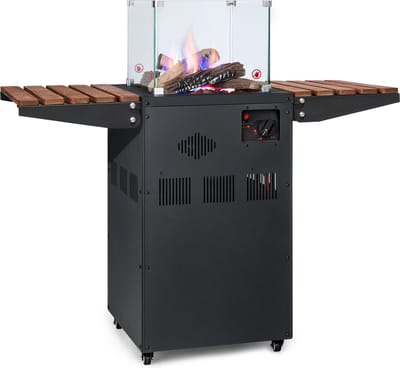 Blumfeldt Terrasverwarmer, Outdoor-gasterrasverwarmer, Heizpilz gas voor terras, tuin & balkon, Terrasverwarmer met elektrische ontsteking, 360° vlammenzicht, Gasterrasverwarmer met wielen