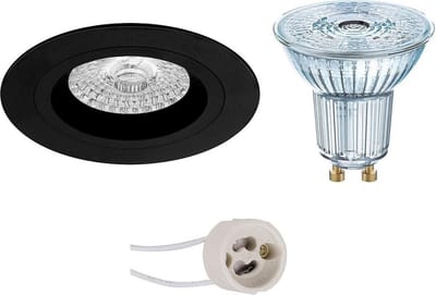 LED Spot Set - LEDVANCE Parathom PAR16 940 36D - Pragmi Rodos Pro - GU10 Fitting - Dimbaar - Inbouw Rond - Mat Zwart - 3.4W - Natuurlijk Wit 4000K - Ø93mm
