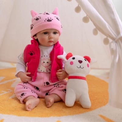 Levensechte Babypop - Handgemaakte Pop Reborn Pop - Spelen en Knuffelen - Volledig Vinyl Siliconen Lichaam - 45 cm - Grijs