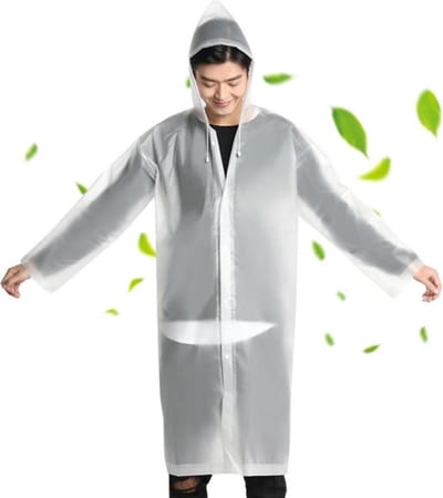 Regenponcho - Wandelponcho - Regenjas Lang - Regenmantel - Waterdicht - Volwassenen - Herbruikbaar - Festival - Wit Transparant - One Size