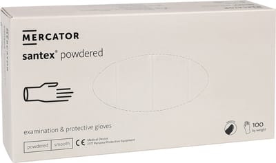 MERCATOR - Witte gepoederde latex handschoenen 100 stuks / XL