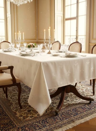 Damasten Tafelkleed Franse Lelie - Ivoor – 150x200 cm – Jacquard – Hotelkwaliteit