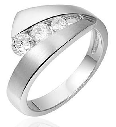Schitterende Brede Mat Glans Zilveren Ring met Swarovski ® Zirkonia's 16.50 mm. (maat 52) model 122