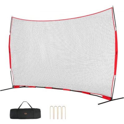 VEVOR Barricade Backstop Net, Balsport Barrier Net, 507 x 140 x 312 cm Draagbare Trainingsuitrusting met Draagtas, Beschermend Scherm voor Honkbal, Softbal, Voetbal Training voor de Achtertuin
