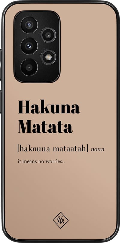 Casimoda® hoesje - Geschikt voor Samsung Galaxy A52 5G - Hakuna Matata - Zwart TPU Backcover - Tekst - Bruin/beige