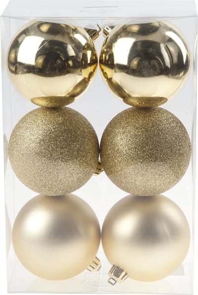 Cosy & Trendy Kerstballen - 6x st - goud - 8 cm - kunststof - kerstversiering - kerstboomversiering