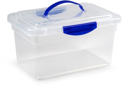 Plasticforte Opslagbox - met deksel - transparant blauw - 9 liter - 35 x 23 x 20 cm - kunststof - opbergdoos - opbergen