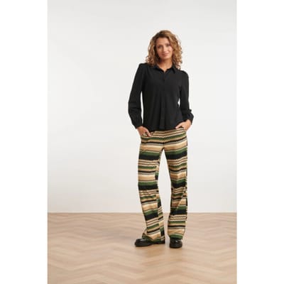 Smashed Lemon 24728 stijlvolle zigzag geprinte travel kwaliteit broek |