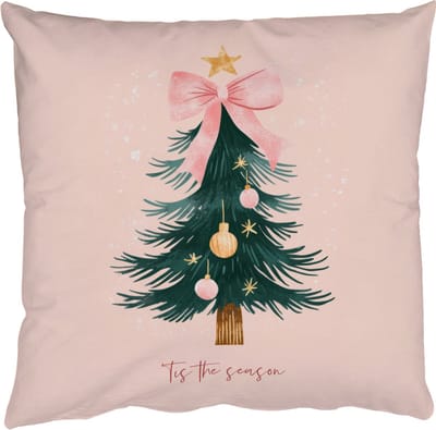 Sierkussens - Kussentjes Woonkamer - 50x50 cm - Christmas Season - Kerst - Kerstboom - Roze - Kerstdecoratie voor binnen - Kerstversiering woonkamer decoratie - Kerstmis versiering in huis - Christmas decorations - Kerstaccessoires