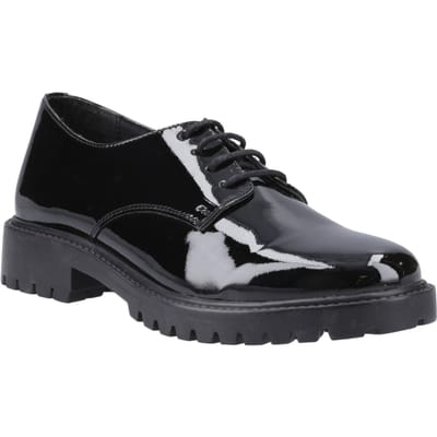 Hush Puppies Aubrey Leren Meisjes Zwarte Derby Schoenen