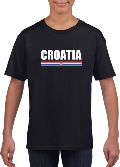 Zwart Kroatie supporter t-shirt voor heren - Kroatische vlag shirts 110/116