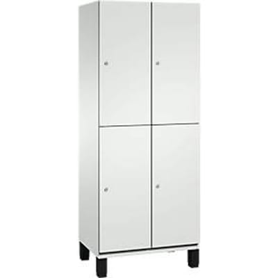 C+P Double-tier locker Cambio, 2 vakken, 4 legborden, op poten, B 800 x D 525 x H 1980 mm, lichtgrijs
