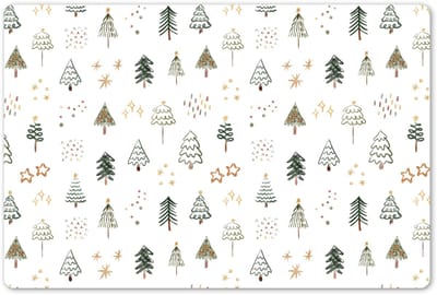 Placemats 45x30 cm - Placemat kunststof - 1 stuk - Kerstboom - Sterren - Wit - Kerst - Feest - Borden onderleggers - Decoratie voor op tafel - Keuken tafeldecoratie accessoires - Vinyl onderlegger - Tafelversiering