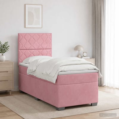 vidaXL - Boxspringbed - met - matras - met - hoofdeinde - Roze - 80 - x - 200 - cm - Fluweel