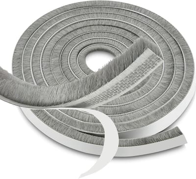 Zelfklevende Borstelafdichting 9mm x 15mm voor Deuren en Ramen - Effectieve Isolatie en Geluidsdemping, Grijze Borstelafdichting voor Rolluiken en Toegangsdeuren