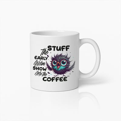 Grappige Uil Koffiemok 330ml – “Laat die Vroege Vogel Maar Zitten, Geef Mij Koffie” – Leuk Cadeau voor Koffieliefhebbers