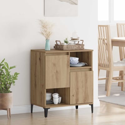 vidaXL - Dressoir - Artisan - Eiken - 60 - x - 35 - x - 70 - cm - Bewerkt - hout