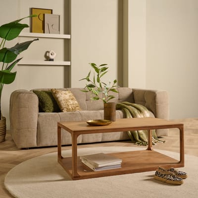 Salontafel Evora - Mangohout - Naturel - 110x42x65 cm (BxHxD) - Kleur Raw Naturel