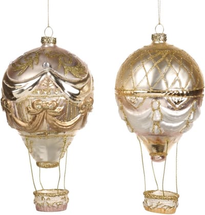 Goodwill Kersthanger Luchtballon Goud-Crème 16 cm LET OP Prijs Per Stuk