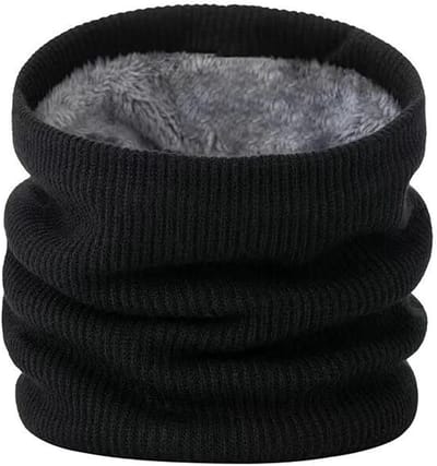 Warme Thermo Sjaal voor Mannen, Gebreide Sjaal voor de Winter, Perfect voor Skiën en Buitenactiviteiten, Zwart, 57-60 cm
